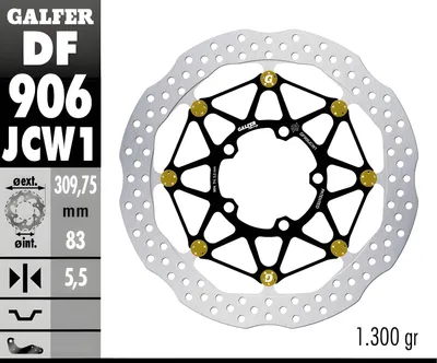 Immagine prodotto di Set di dischi freno Galfer 2x DF906JCW1G03 WAVE® FLOATECH RACING flottanti anteriori 309,75x5,5 mm per Triumph Thruxton EFI, Daytona, Bonneville e Street Triple, anni di produzione 2009 - 2025