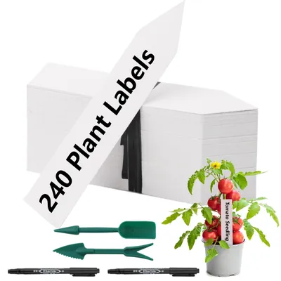 Image de Lot de 240 étiquettes en plastique pour plantes, avec marqueurs