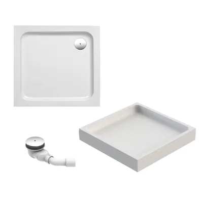 Produktbild von Schulte Duschwanne 80x75 cm, Weiß, Modell Cala - Komplettset inkl. Wannenträger und Ablaufgarnitur