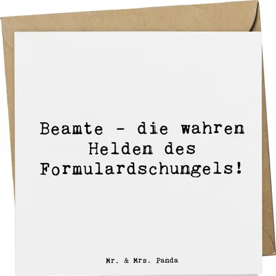 Produktbild von Mr. & Mrs. Panda Grußkarte Spruch Beamtin Heldin - Weiß - Geschenk, anlasskarte, Glückwunschkarte, Kollegin, Beruf, Geschenke für Berufstätige, Witz, kreative, Klappkarte