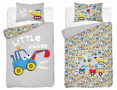 Produktbild von Bettwäsche, Kinderbettwäsche, 100% Baumwolle 100x135 3956b Bagger