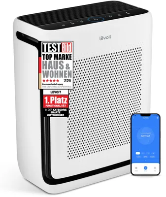 Produktbild von Levoit HEPA Luftreiniger Allergiker mit Tiermodus, bis 87㎡, Weiß/Schwarz