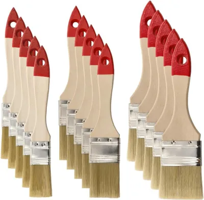 Produktbild von Flachpinsel Set 15-teilig, synthetische Borsten, Holzgriffe, für Farbe