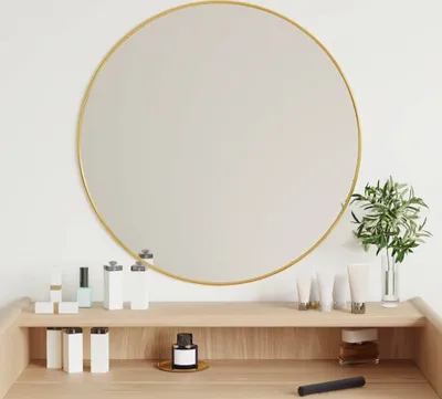 Produktbild von vidaXL Nástenné zrkadlo Golden Ø 60 cm Round