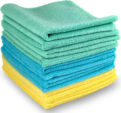 Produktbild von ELEXACLEAN Mikrofasertücher Auto Bad Küche (12 St, 30x30cm, blau gelb grün) Mehrfarbige Universal Putztücher für Haushalt und Kfz Fenster Lack Bad Motorrad