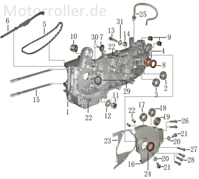 Produktbild von Gewindebolzen M8x195mm verzinkt Baotian Schraube 125ccm 4Takt Motorroller.de Gewindestange Gewinde-Stange Stehbolzen Stiftschraube Gewindestab 152QMI