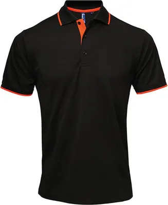 Produktbild von Premier Workwear PR618 | Herren  Contrast Coolchecker Polo - Farbe: Black/Orange (ca. Pantone 1655) - Größe: S