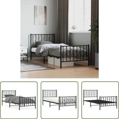 Produktbild von The Living Store Bettgestell mit Kopf- und Fußteil Metall Schwarz 90x200 cm
