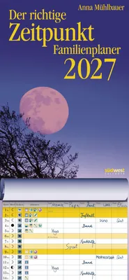 Produktbild von Der richtige Zeitpunkt Familienplaner 2027  - Monats-Wandkalender zum Aufhängen, mit Spiralbindung, 22,4 x 48,5 cm