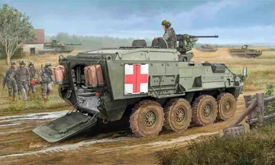 Productafbeelding van Trumpeter M1133 Stryker MEV, schaal 1:35, artikelnummer 01559