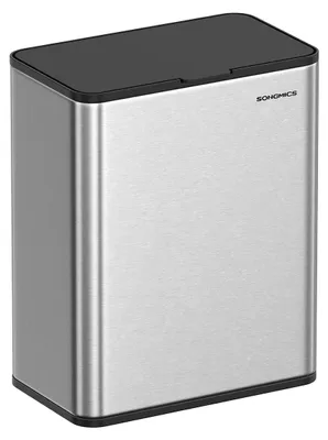 Obrázok produktu pre Strieborný odpadkový kôš s vekom – oceľ – 8 litrov – 25,8 x 15,2 x 32 cm