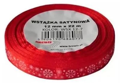 Imagen del producto de Cinta de satén con motivos navideños, 12 mm x 22 metros