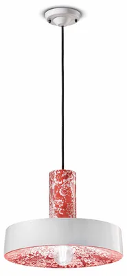 Zdjęcie produktu dla Lampa wisząca Ferroluce Pi Ø 35 cm okrągła z czerwonym wzorem