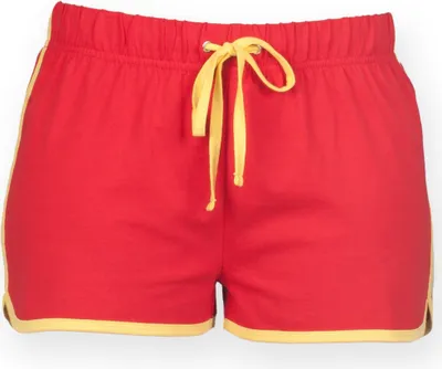 Immagine prodotto di Pantaloncini sportivi Skinni Fit da donna / Pantaloncini retrò RW2838 (S) (Rosso/Giallo)