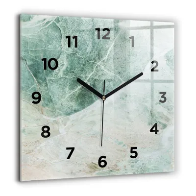 Produktbild von Wallfluent Große Wanduhr – Stilles Quarzuhrwerk - Uhr Dekoration Wohnzimmer Schlafzimmer Küche - Zifferblatt - schwarze Zeiger - 60 cm - Marmor Stein Textur
