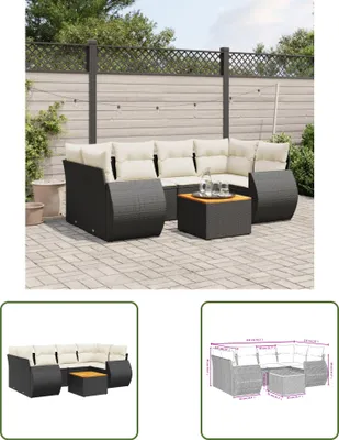 Produktbild von The Living Store 7-tlg. Garten-Sofagarnitur mit Kissen Schwarz Poly Rattan