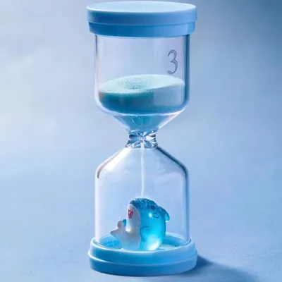 Produktbild von Sanduhr 3 Minuten - Mit Delphin-Motiv - Zahnputzuhr für Kinder - Blau