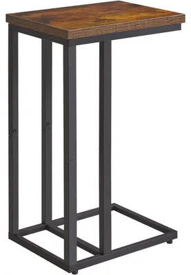Productafbeelding van C-vormige bijzettafel met stalen frame, in een rustieke bruin/zwarte kleur
