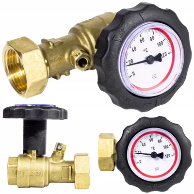 Produktbild von AFRISO Kugelhahn Absperrventil mit Thermometer 1 Zoll IG 3/4