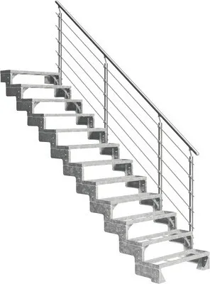 Produktbild von Aussentreppe Pertura Tallis mit Geländer 12 Steigungen Einlegestufen 100 cm Metall