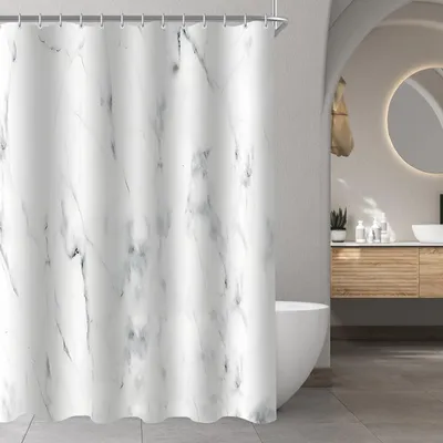 Produktbild von Duschvorhang 120x200cm Marmoroptik Textil Wasserdicht Antischimmel Beschwerter Saum mit 8 Ösen und Ringen