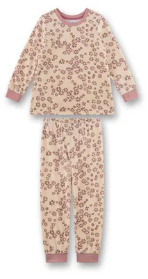 Produktbild von Sanetta Mädchen-Schlafanzug lang aus Nicki beige Blumen 116