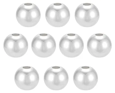 Produktbild von Silberne Perlen, 10 Stück - 925 Sterlingsilber - Glatte, runde Perlen - Zum Schmuckherstellung - Armband/Kette - Durchmesser 6 mm