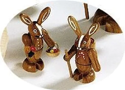 Produktbild von Osterfigur Hasenpaar natur  Höhe 12 cm NEU