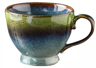 Image de Grande tasse à café de 500 ml, en grès, avec anse, en céramique, design rétro, pièce unique