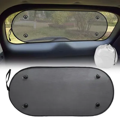 Produktbild von Sonnenschutz-Set für die Heckscheibe, Netz-Sonnenschutz für die Heckscheibe, sicher für Hund und Kind, für den hinteren Teil des Autos, belüftet und atmungsaktiv mit UV-Schutz (100 x 50 cm, schwarz)