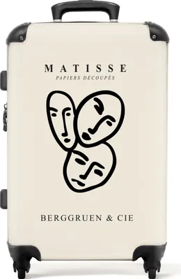 Produktbild von NoBoringSuitcases.com® Großer Koffer - Matisse - Kunst - Linienkunst - Gesicht - Abstrakt - Kombinationsschloss TSA - Hartschalen Trolley 4 Rollen - 72 liter - Reisekoffer - 66 cmKoffer Mittelgroß 67x43x25 cm, 72L,