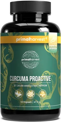 Zdjęcie produktu dla Suplement diety wspierający zdrowie całego organizmu Primalharvest Curcuma Proactive, 60 kapsułek