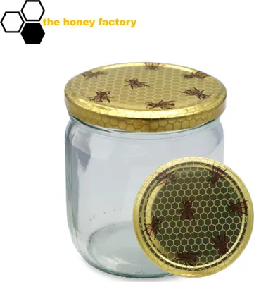 Produktbild von 96 x HONIGGLAS Twist Off Glas CURVY 500G im KARTON inkl. Metalldeckel BIENENWABE