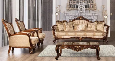 Produktbild von Casa Padrino Luxus Barock Wohnzimmer Set Beige / Braun / Gold - 2 Barock Sofas & 2 Barock Sessel & 1 Barock Couchtisch - Barock Wohnzimmer Möbel