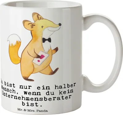 Produktbild von Mr. & Mrs. Panda Teetasse Unternehmensberater Herz - Weiß - Geschenk, Becher, Keramiktasse, Kaffeebecher, Kaffeetasse, Tasse