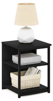 Beistelltisch mit offenen Regalen, Americano/Schwarz, 38,6x51,1x39,9 cm