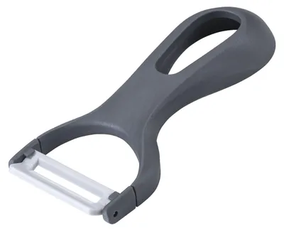 Produktbild von Fackelmann Ziehschäler 13,5 cm, Schäler mit sehr ergonomischem und leichtem Griff, hochwertiger Küchenhelfer mit Funktionsteil aus Keramik, geeignet für Obst und Gemüse aller Art (Farbe: Schwarz/Weiß)