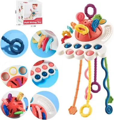 Obrázok produktu pre Pedagogická ťahacie hračka 4 v 1 so senzorickými funkciami pre deti od 18 mesiacov