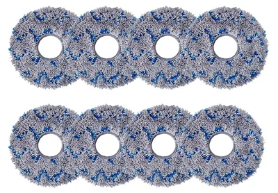 Eight circular cleaning pads arranged in two rows of four.