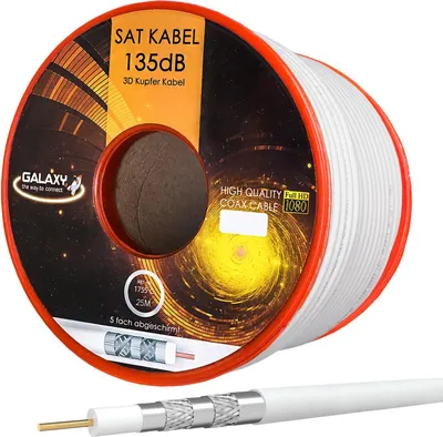 Produktbild von hb-digital 25m Koaxialkabel Galaxy mit Außen Durchmesser 7mm 135dB 5-Fach geschirmt Reines Kupfer weiß