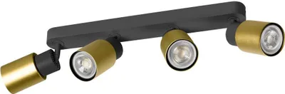 Produktbild von SLV PURI 2.0 Tube, Wand- und Deckenaufbauleuchte, long, 4 x max. 6W GU10, schwarz / gold 1008345