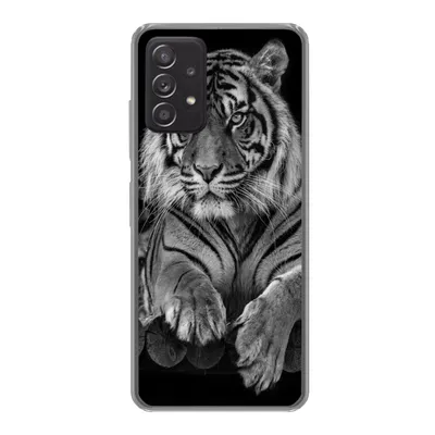 Produktbild von MuchoWow® Handyhülle Schutzhülle Hülle für Samsung galaxy a73 Sumatra-Tiger auf schwarzem Hintergrund Silikon Softcase Handy Hülle - Handyhülle