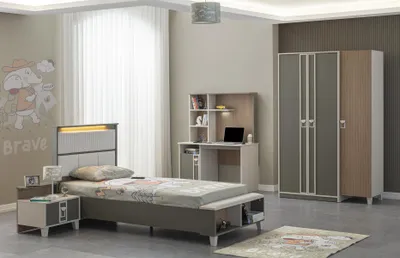 Immagine prodotto di Set di mobili per bambini cameretta lettino grigio legno set 4 pezzi
