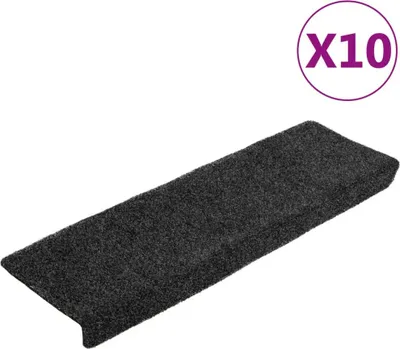 Obrázok produktu pre vidaXL Schodové rohože, samolepiace, 10 ks, 65 x 21 x 4 cm, tmavošedé, s obdĺžnikovým okrajom