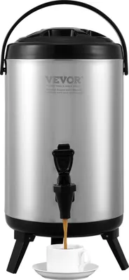 Immagine prodotto di VEVOR Distributore di bevande calde e fredde Distributore di bevande da 7,6 L, fontana d'acqua calda e fredda in acciaio inox Distributore di bevande con rubinetto e maniglia per il trasporto di caffè, acqua, succhi di frutta Brocca sottovuoto per bar e caffetterie