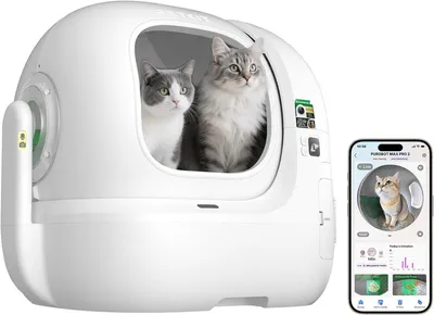 Produktbild von PETKIT PUROBOT Max Pro 2 Selbstreinigende Katzentoilette, Katzenklo Selbstreinigend mit Kamera, Präzise Mehrkatzen-Erkennung, für Mehrere Katzen