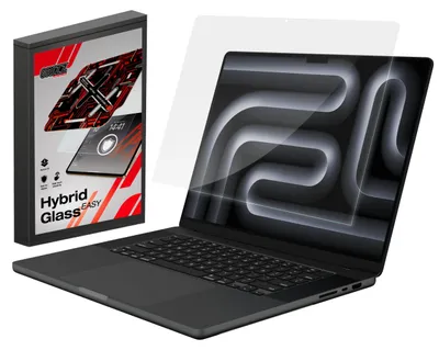 Obrázek produktu pro Sklo displeje pro MacBook Pro 16" M5 Pro 2026, Grizz HybridGlass Easy s rámečkem pro aplikace