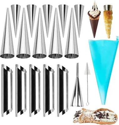 Produktbild von Famanu Cannoli-Backformen 18 Stück - Edelstahl, Antihaft-Oberfläche