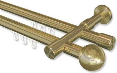 Produktbild von Interdeco Innenlaufstange, Gardinenstange mit Innenlauf Messing-Optik Modell Prestige Luino, 20 mm Ø 2-läufig, 200 cm