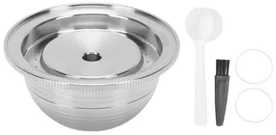Image de Kit d'accessoires pour dosettes de café réutilisables - Acier inoxydable de qualité supérieure 304 - Compatible avec la machine Vertuo Plus - Durable - Extraction optimale - Capsule de café